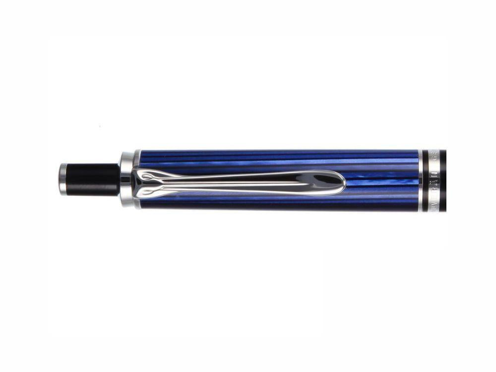 Pelikan K405 Kugelschreiber, Schwarz / blau, Versilberte Beschläge, 932715
