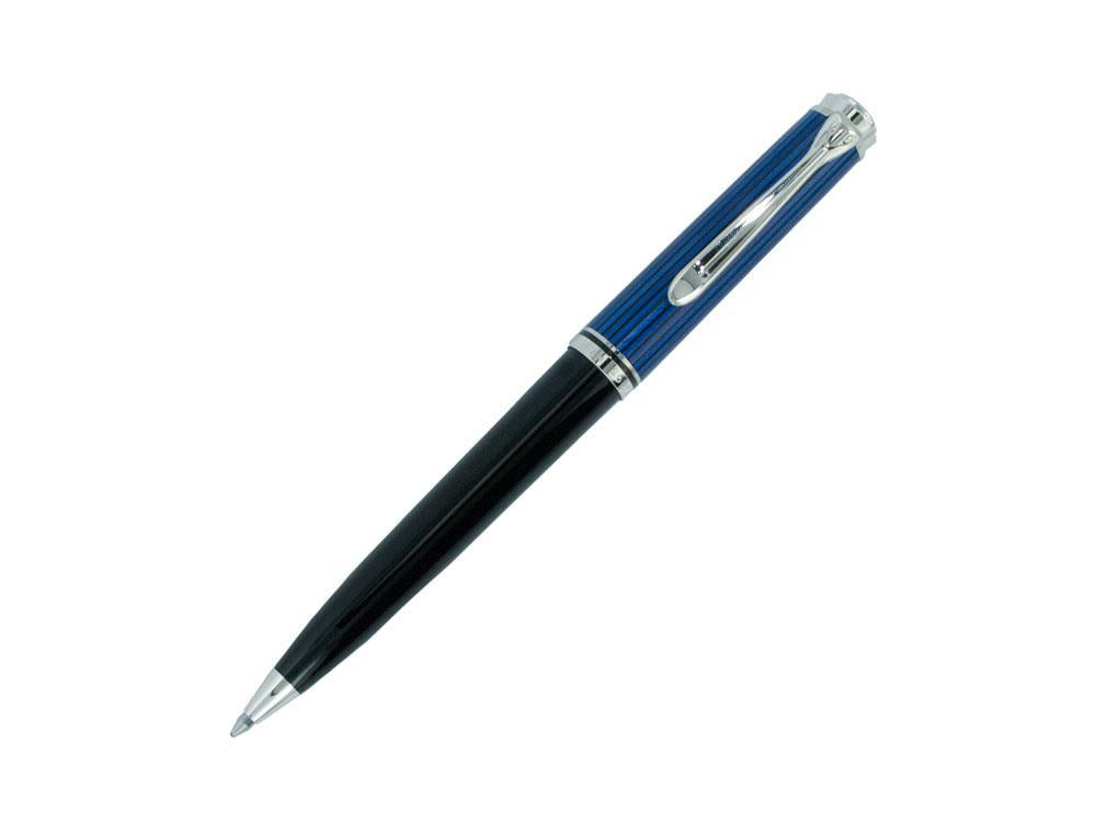 Pelikan K805 Kugelschreiber, Schwarz und Blau, Versilberte Beschläge, 933697
