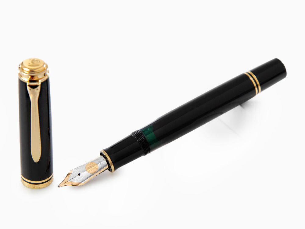 Pelikan M1000 Füllfederhalter, Schwarzes Edelharz, Vergoldete Beschläge