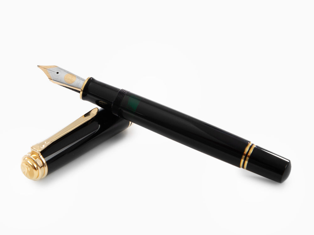Pelikan M1000 Füllfederhalter, Schwarzes Edelharz, Vergoldete Beschläge