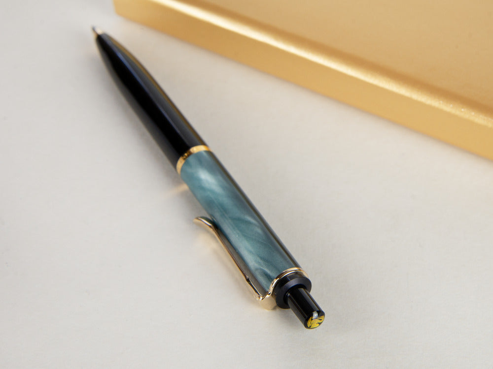 Pelikan K200 Kugelschreiber, Green Marble, Vergoldete Beschläge, 996694