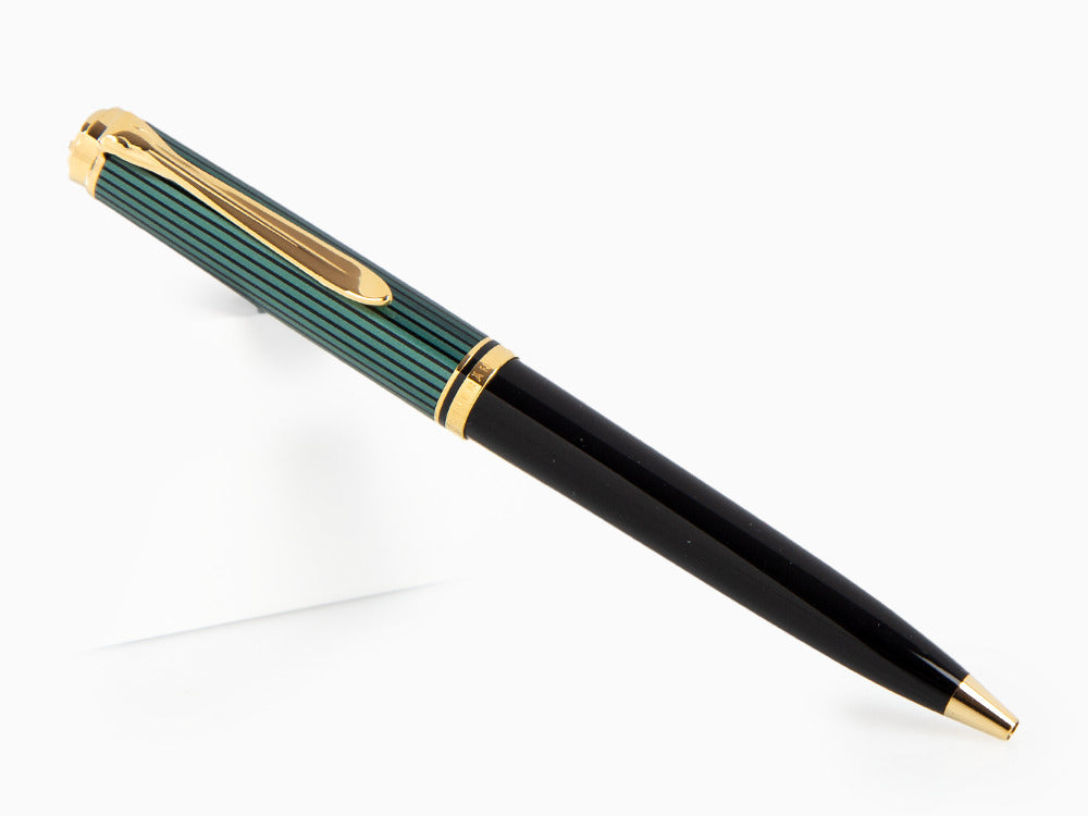 Pelikan K800 Kugelschreiber, Schwarz und grün, Vergoldete Beschläge, 987834