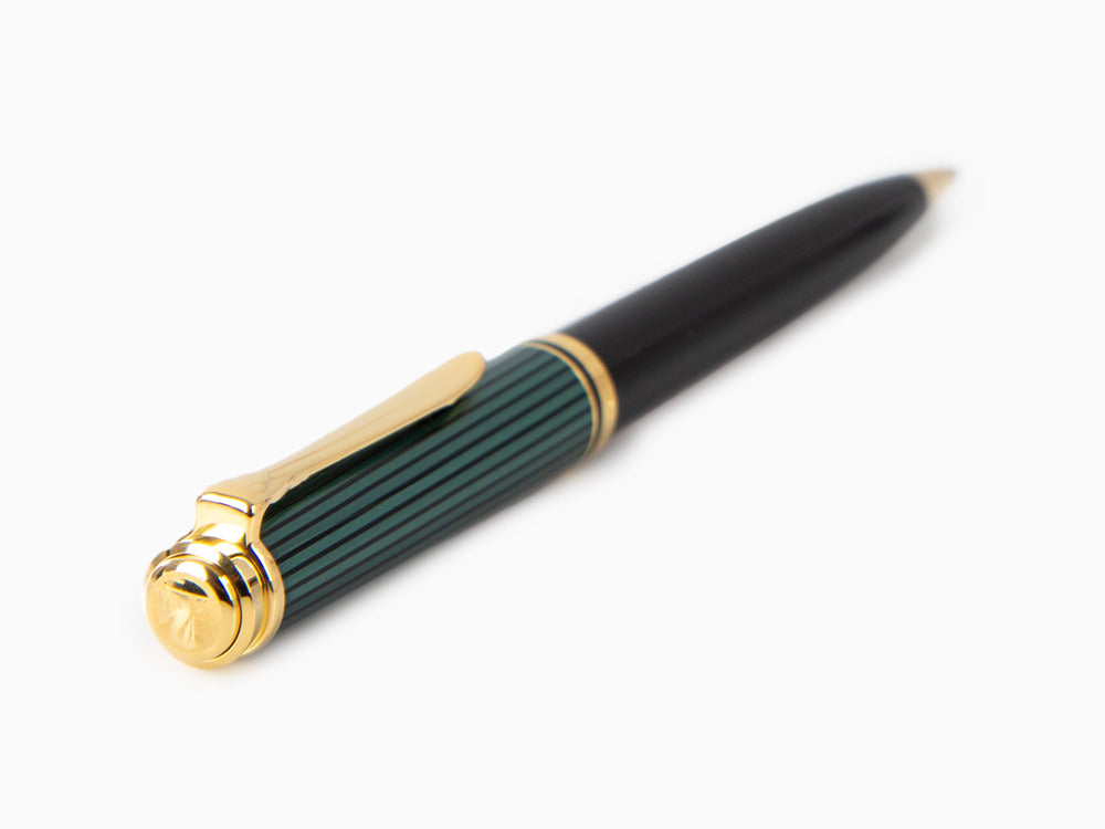 Pelikan K800 Kugelschreiber, Schwarz und grün, Vergoldete Beschläge, 987834