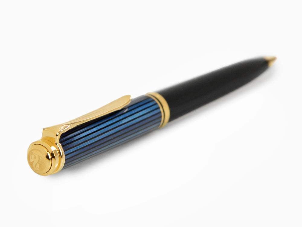 Pelikan K800 Kugelschreiber, Schwarz und blau, Vergoldete Beschläge, 987842