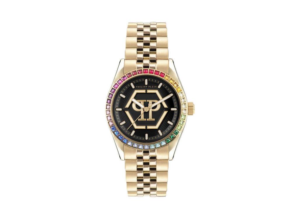 Philipp Plein Date Superlative Lady Quartz Uhr, PVD Gold, 38 mm, PW2BA0623