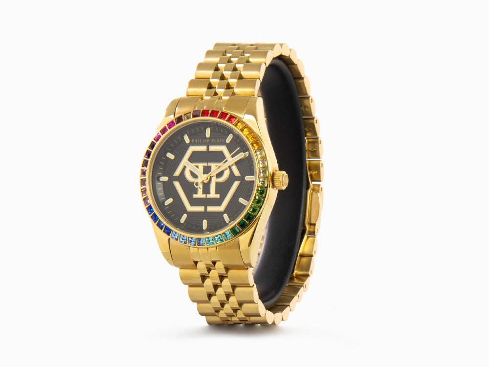 Philipp Plein Date Superlative Lady Quartz Uhr, PVD Gold, 38 mm, PW2BA0623