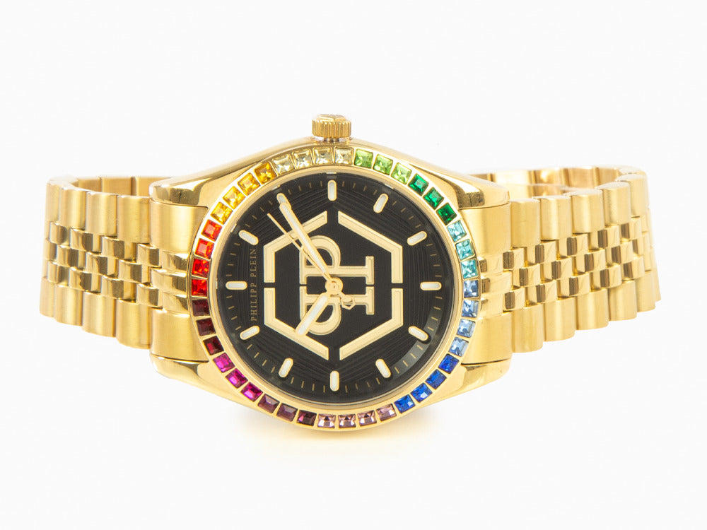 Philipp Plein Date Superlative Lady Quartz Uhr, PVD Gold, 38 mm, PW2BA0623