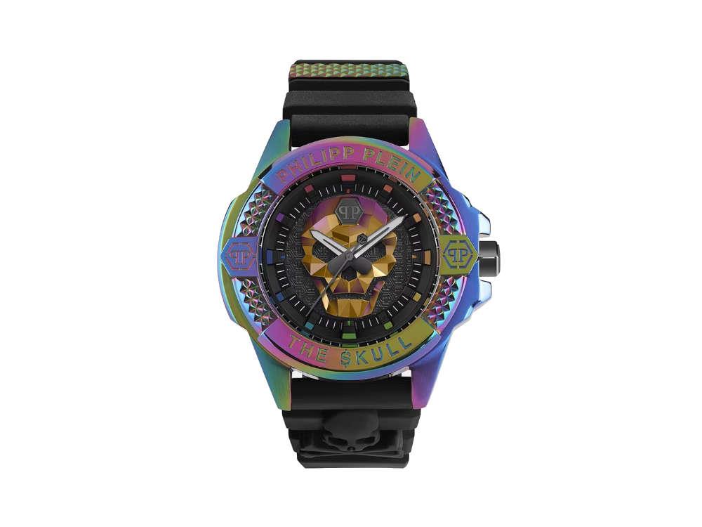 Philipp Plein The Skull Rainbow Quartz Uhr, PVD, Schwarz, 44 mm, PWAAA2123