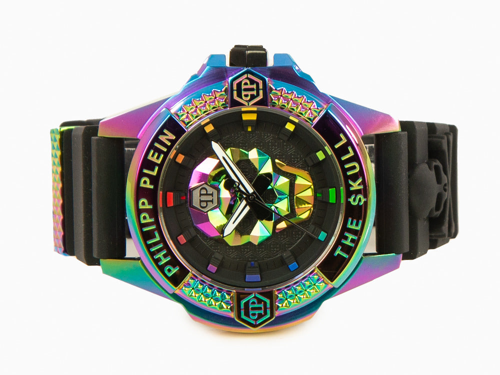 Philipp Plein The Skull Rainbow Quartz Uhr, PVD, Schwarz, 44 mm, PWAAA2123