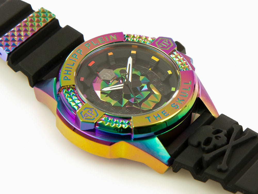 Philipp Plein The Skull Rainbow Quartz Uhr, PVD, Schwarz, 44 mm, PWAAA2123