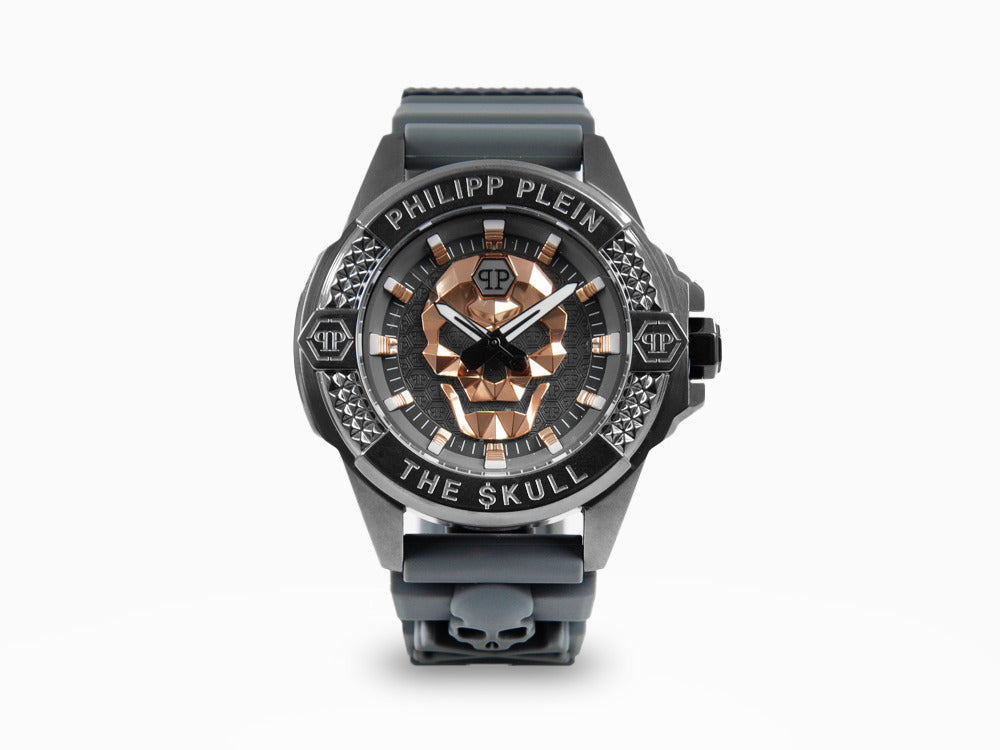 Philipp Plein The Skull Quartz Uhr, Grau, 44 mm, Mineral Glas, PWAAA2324