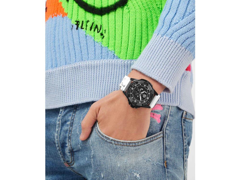 Philipp Plein The Skull Quartz Uhr, PVD, Schwarz, 44 mm, Mineral Glas, PWAAA2624