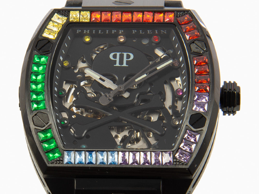 Philipp Plein The Skeleton Automatik Uhr, PVD, Schwarz, 44 mm, PWBAA0621