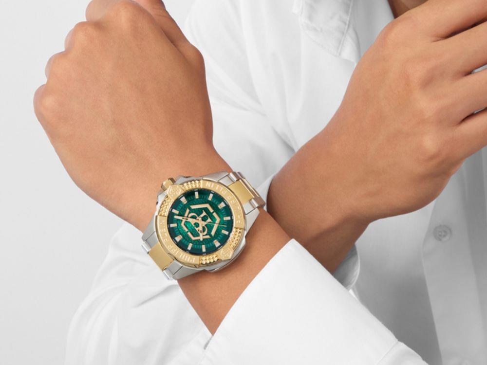 Philipp Plein Majesty Quartz Uhr, Grün, 45 mm, Mineral Glas, PWBHA0626