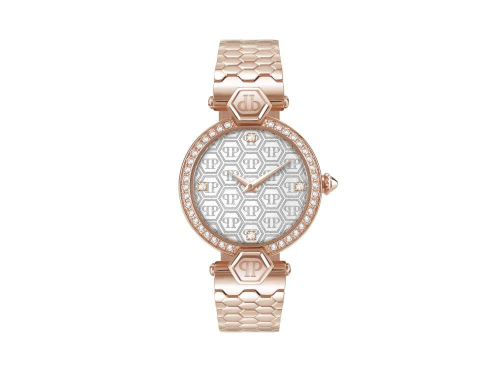 Philipp Plein Couture Lady Quartz Uhr, PVD Rose Gold, Weiss, 32 mm, PWEAA0821