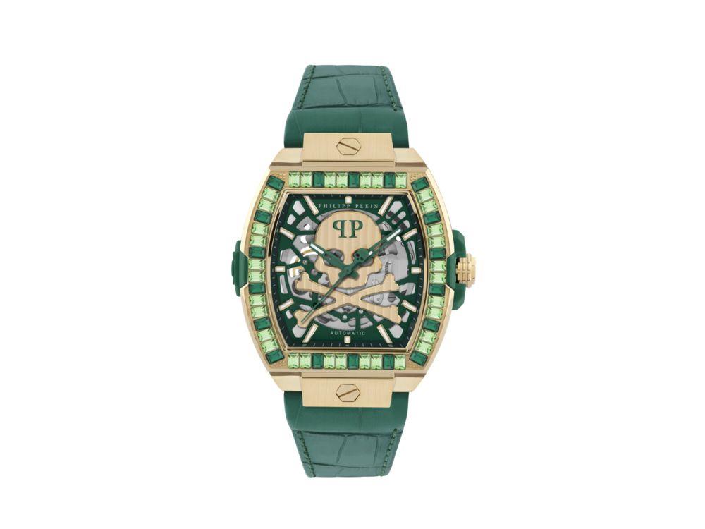 Philipp Plein The Skeleton Baguetes Automatik Uhr, Grün, 44 mm, PWJHA0226