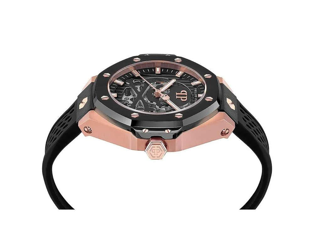 Philipp Plein Skeleton Royal Automatik Uhr, PVD Gold, Schwarz, 46 mm, PWPFA0224