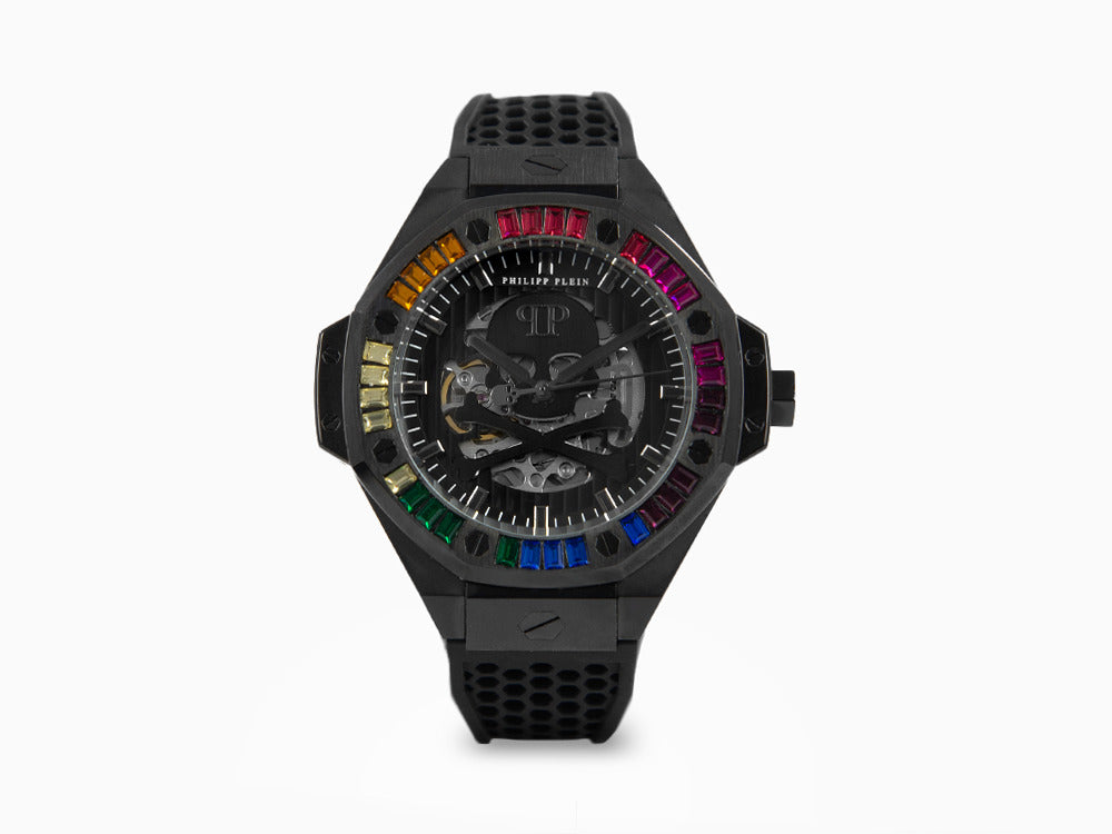 Philipp Plein Skeleton Royal Automatik Uhr, PVD, Schwarz, 46 mm, PWPFA0424