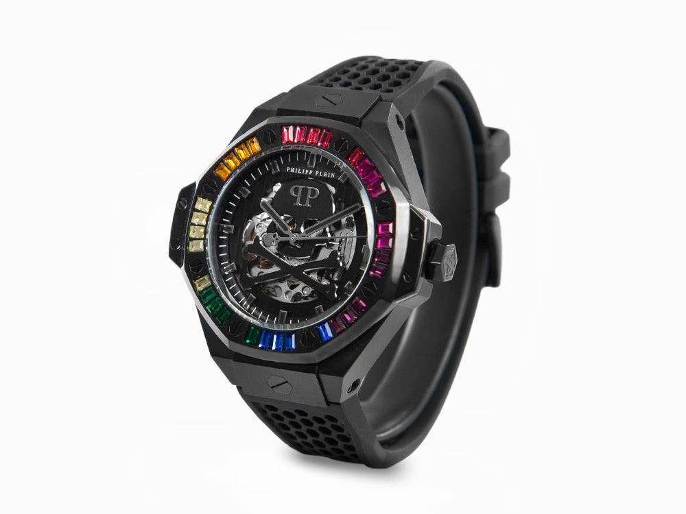 Philipp Plein Skeleton Royal Automatik Uhr, PVD, Schwarz, 46 mm, PWPFA0424