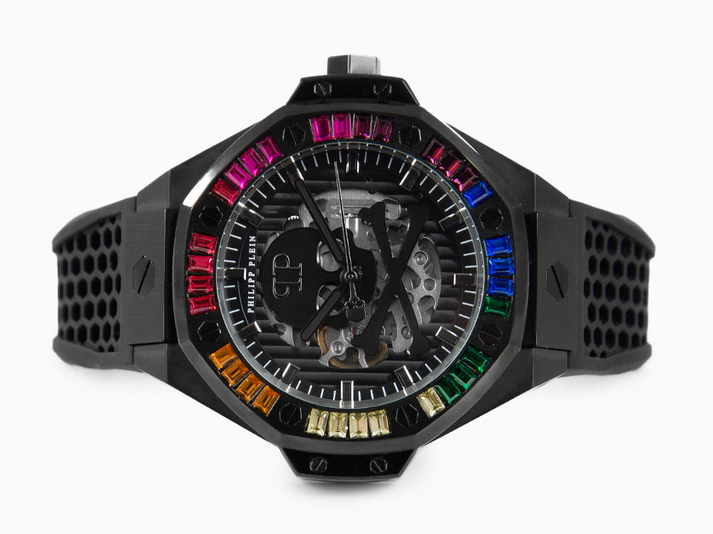 Philipp Plein Skeleton Royal Automatik Uhr, PVD, Schwarz, 46 mm, PWPFA0424