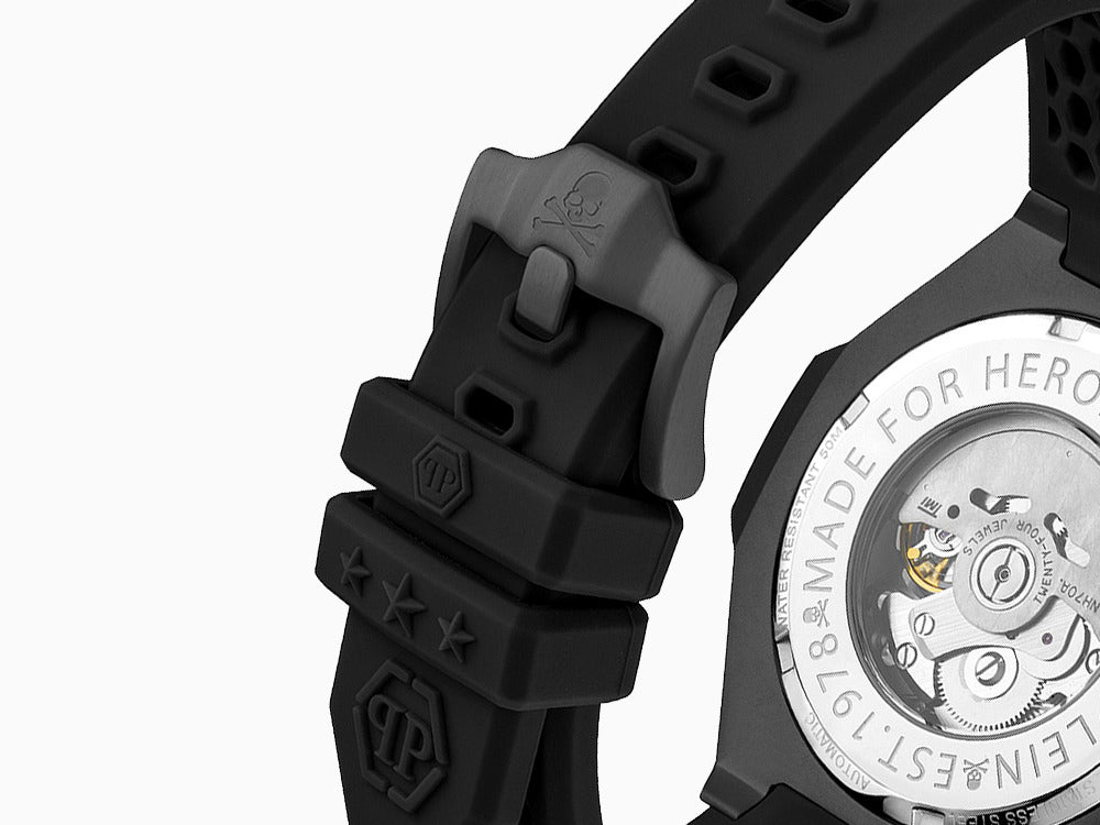 Philipp Plein Skeleton Royal Automatik Uhr, PVD, Schwarz, 46 mm, PWPFA0424