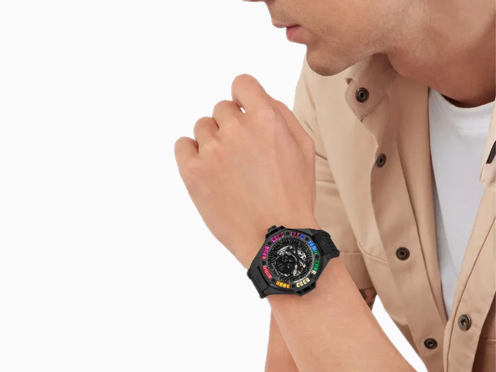 Philipp Plein Skeleton Royal Automatik Uhr, PVD, Schwarz, 46 mm, PWPFA0424