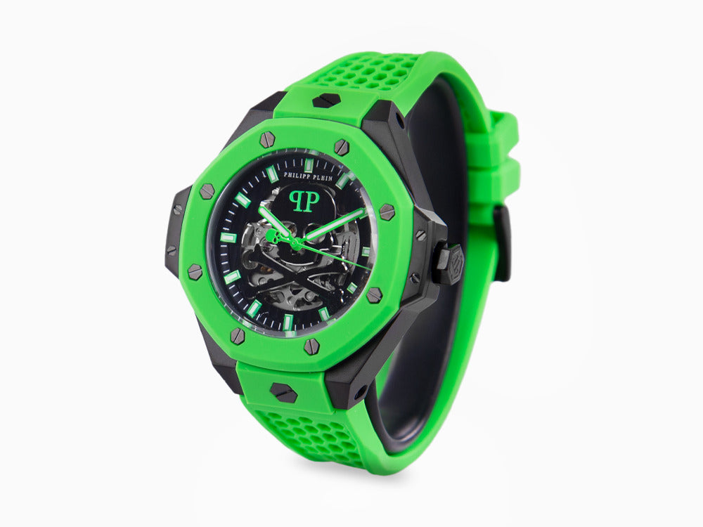 Philipp Plein Skeleton Royal Automatik Uhr, PVD, Schwarz, 46 mm, PWPFA0624