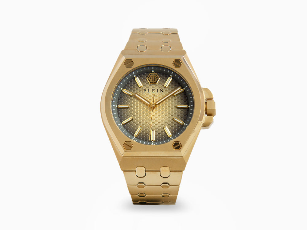 Philipp Plein Extreme Gent Quartz Uhr, PVD Gold, Braun, 43 mm, PWPMA0324