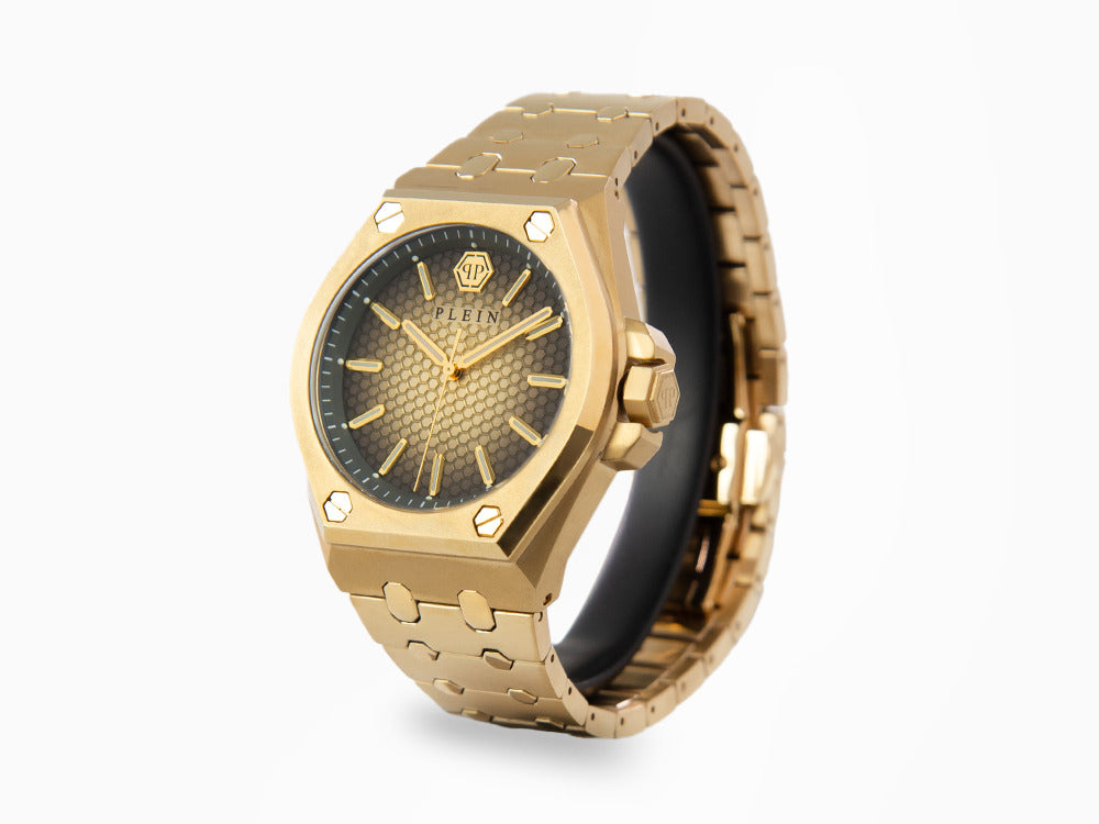 Philipp Plein Extreme Gent Quartz Uhr, PVD Gold, Braun, 43 mm, PWPMA0324