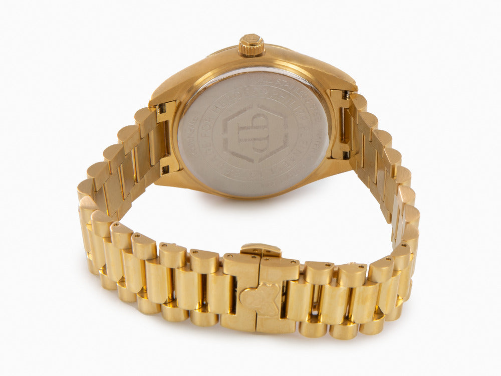 Philipp Plein Date Superlative Quartz Uhr, PVD Gold, Schwarz, 42 mm, PWPNA0424