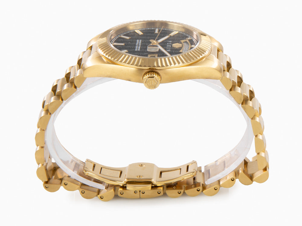 Philipp Plein Date Superlative Quartz Uhr, PVD Gold, Schwarz, 42 mm, PWPNA0424