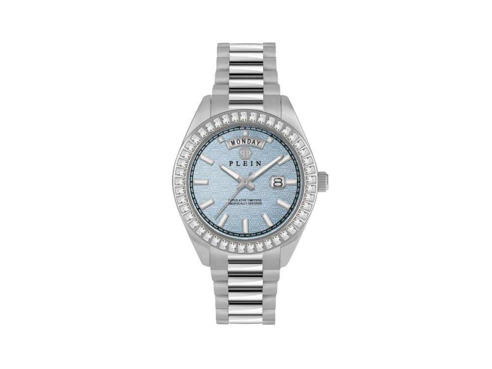 Philipp Plein Date Superlative Quartz Uhr, Blau, 42 mm, Mineral Glas, PWPNA0524