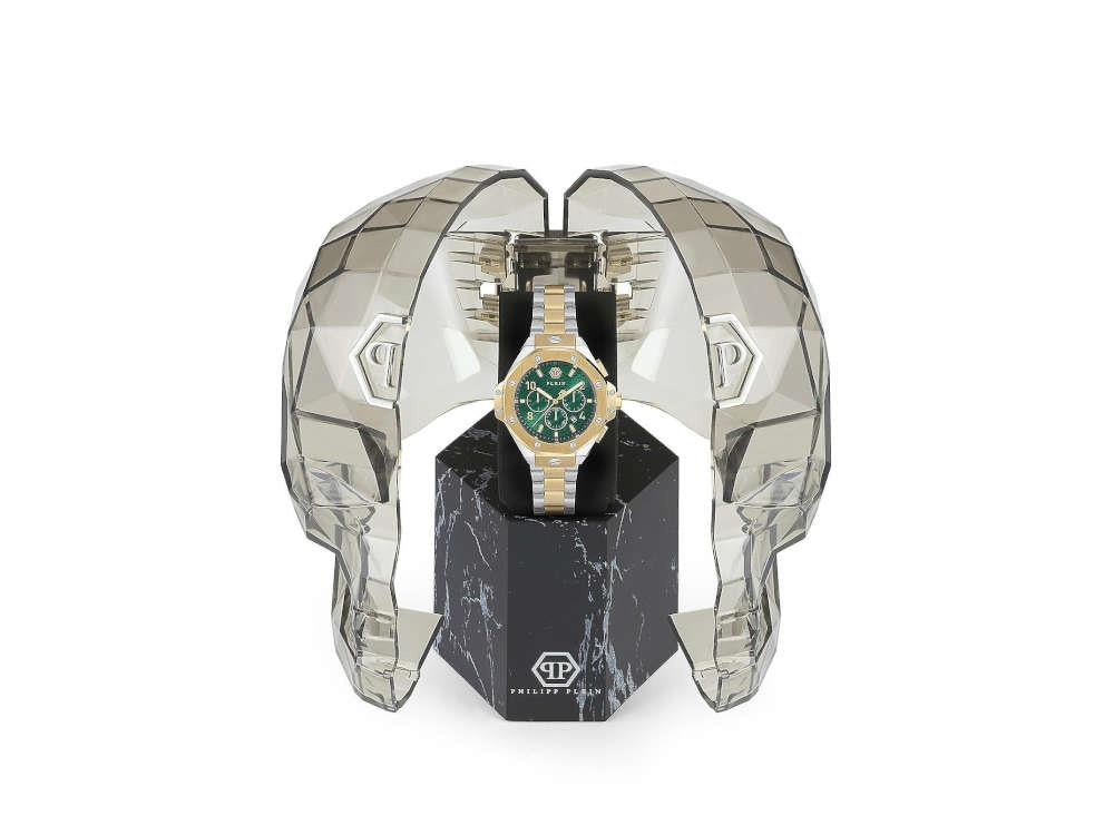 Philipp Plein Chrono Royal Quartz Uhr, PVD Gold, Grün, 46 mm, PWPRA0324