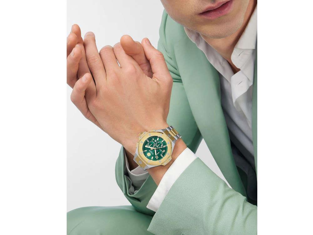 Philipp Plein Chrono Royal Quartz Uhr, PVD Gold, Grün, 46 mm, PWPRA0324