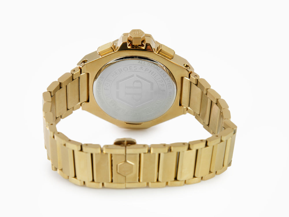 Philipp Plein Plein Chrono Royal Quartz Uhr, PVD Gold, Schwarz, 42 mm, PWPSA0424