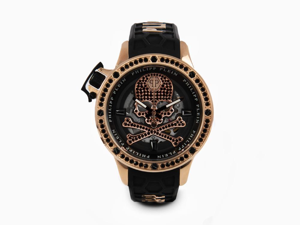 Philipp Plein Rich Automatik Uhr, PVD Gold, Schwarz, 46 mm, PWUAA0323