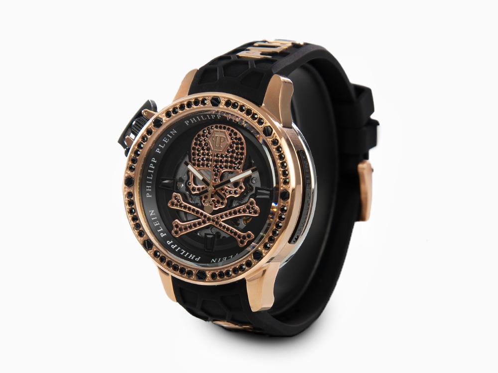 Philipp Plein Rich Automatik Uhr, PVD Gold, Schwarz, 46 mm, PWUAA0323