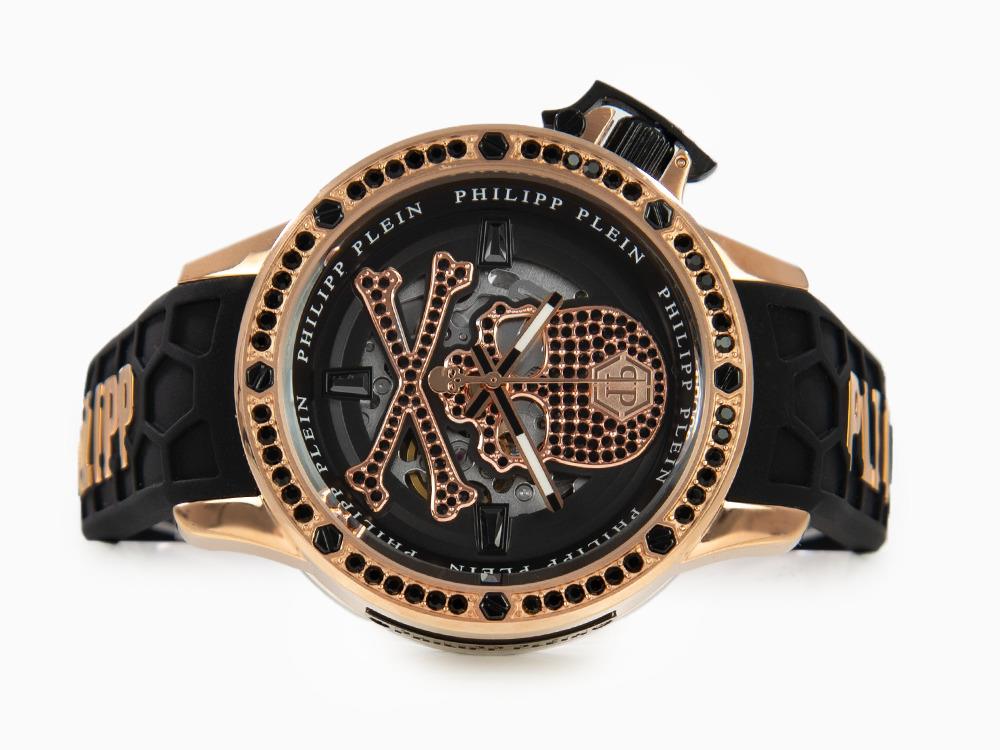 Philipp Plein Rich Automatik Uhr, PVD Gold, Schwarz, 46 mm, PWUAA0323