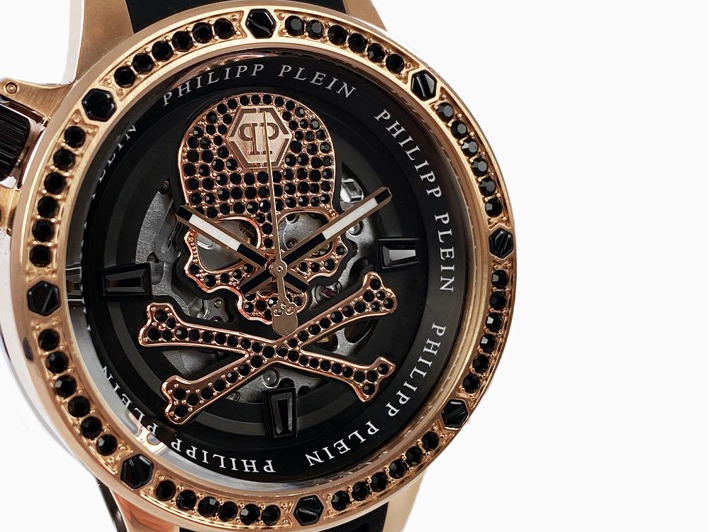Philipp Plein Rich Automatik Uhr, PVD Gold, Schwarz, 46 mm, PWUAA0323