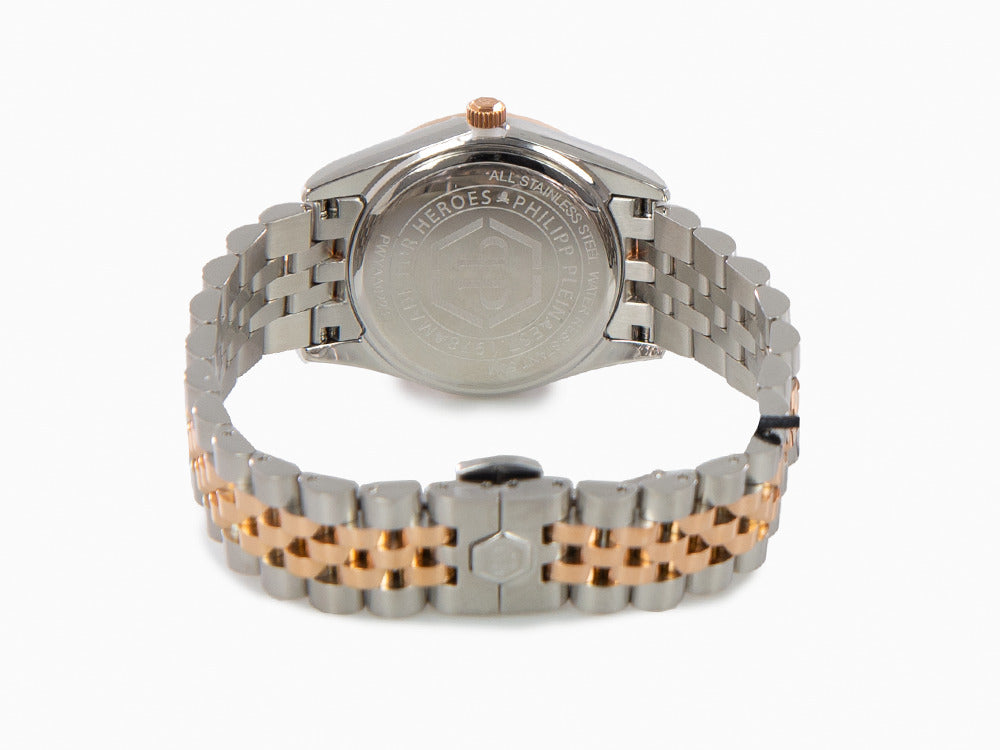 Philipp Plein Date Superlative Quartz Uhr, Rose Gold, Weiss, 34 mm, PWYAA0223