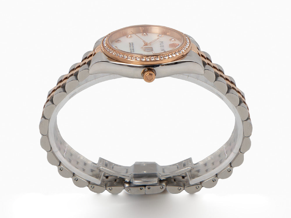 Philipp Plein Date Superlative Quartz Uhr, Rose Gold, Weiss, 34 mm, PWYAA0223