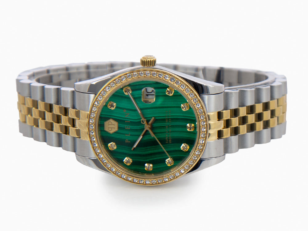 Philipp Plein Date Superlative Quartz Uhr, PVD Gold, Grün, 34 mm, PWYAA0523
