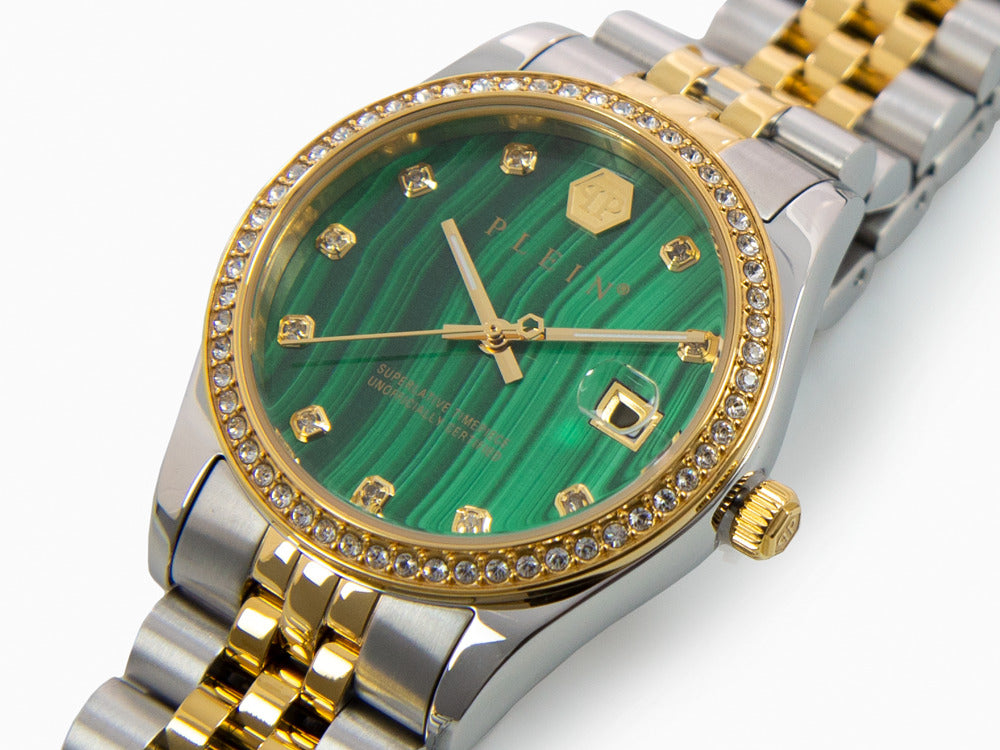 Philipp Plein Date Superlative Quartz Uhr, PVD Gold, Grün, 34 mm, PWYAA0523