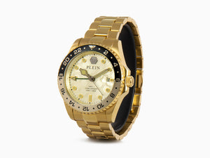 Philipp Plein GMT-I Challenger Quartz Uhr, PVD Gold, Golden, 44 mm, PWYBA0423