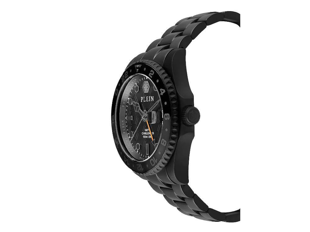 Philipp Plein GMT-I Challenger Quartz Uhr, PVD, Schwarz, 44 mm, PWYBA0923