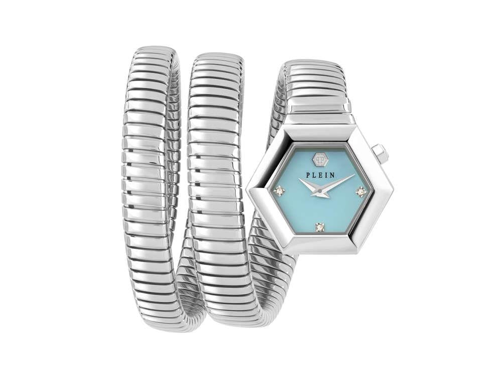 Philipp Plein Snake Hexagon Quartz Uhr, Blau, 28 mm, PWZAA0625