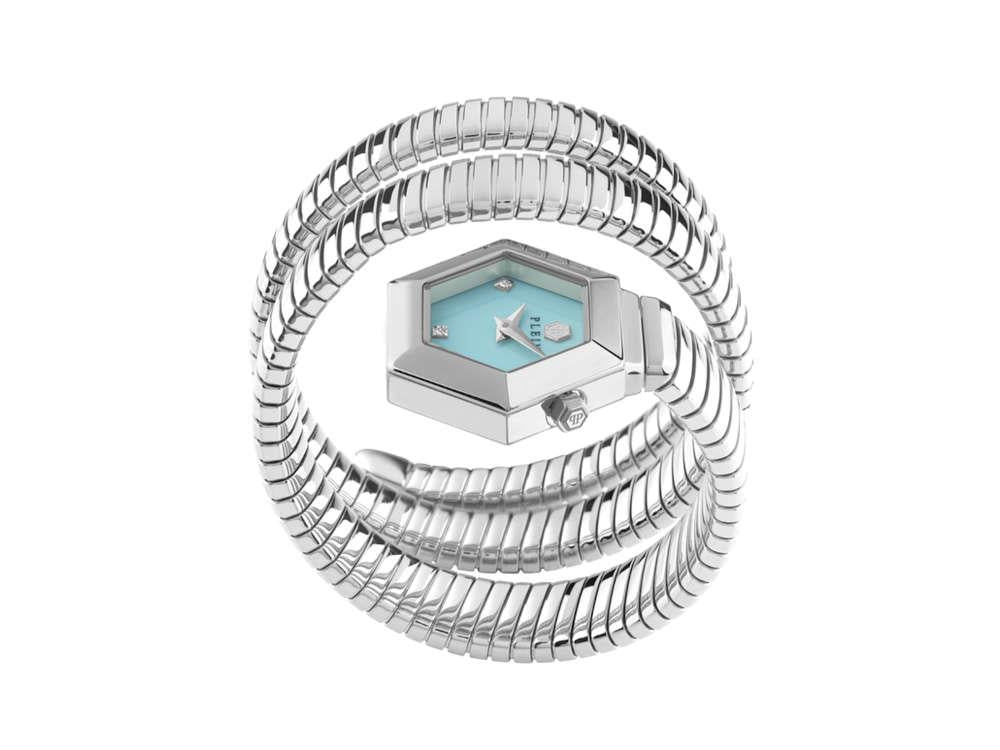 Philipp Plein Snake Hexagon Quartz Uhr, Blau, 28 mm, PWZAA0625