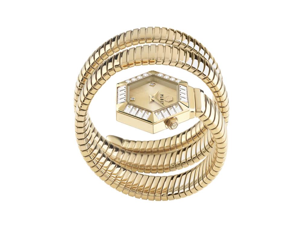 Philipp Plein Snake Hexagon Quartz Uhr, Golden, 28 mm, PWZAA1025