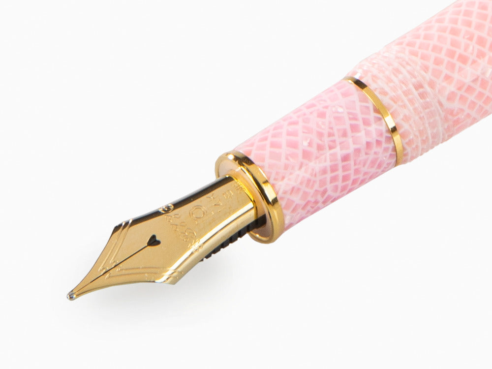 Platinum Celluloid Füllfederhalter Sakura , Vergoldete Beschläge