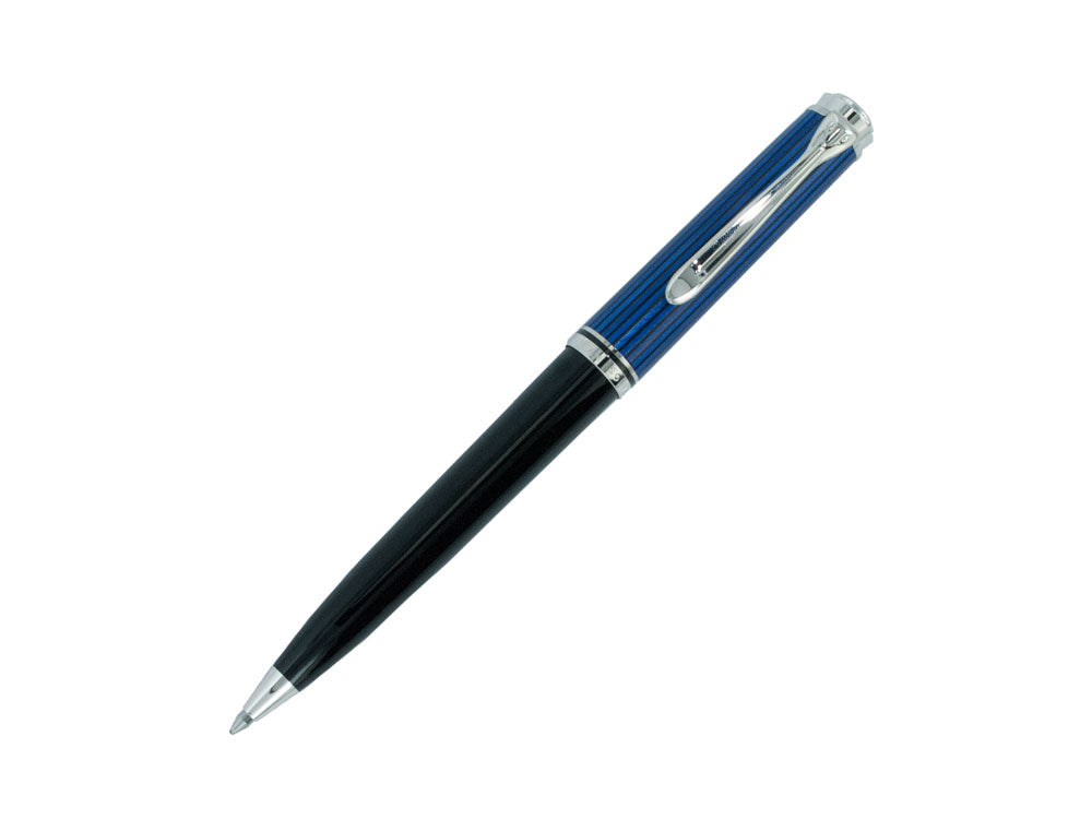 Pelikan K805 Kugelschreiber, Schwarz und Blau, Versilberte Beschläge, 933697